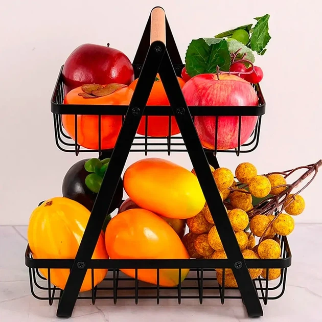 Корзина для фруктов 2 яруса, 32х30х18смКоVegetableКорзина д and fruit storage rack / Фруктовница металлическая - изображение 4
