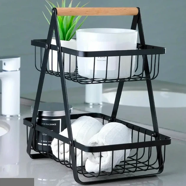 Корзина для фруктов 2 яруса, 32х30х18смКоVegetableКорзина д and fruit storage rack / Фруктовница металлическая - изображение 9