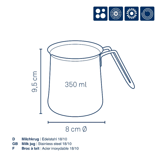 Garnuszek na mleko Kela Herta stalowy (10900) 350 ml (4025457109003) - obraz 2