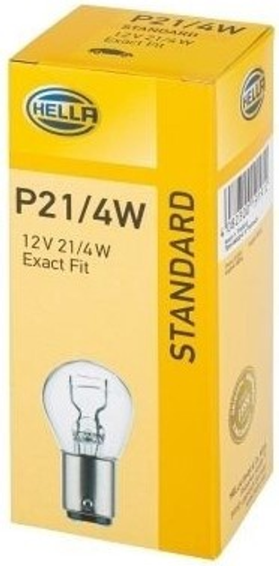 Zestaw żarówek samochodowych Hella Standard P21/4 W 12 V 10 szt (8GD004772121) - obraz 1