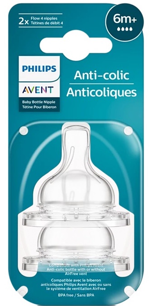 Соска Philips AVENT Anti-colic Flow 4 6м+ 2 шт SCY764/02 (8710103996781) - зображення 11