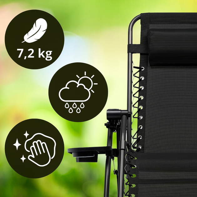 Раскладное кресло для отдыха LEOBRO Zero Gravity Black (LB-ZGC-F1-BLK) - Фото 5 Раскладное кресло для отдыха LEOBRO Zero Gravity Black (LB-ZGC-F1-BLK) - изображение 5