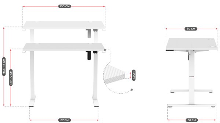 Biurko gamingowe Huzaro Hero 7.9 White - obraz 14