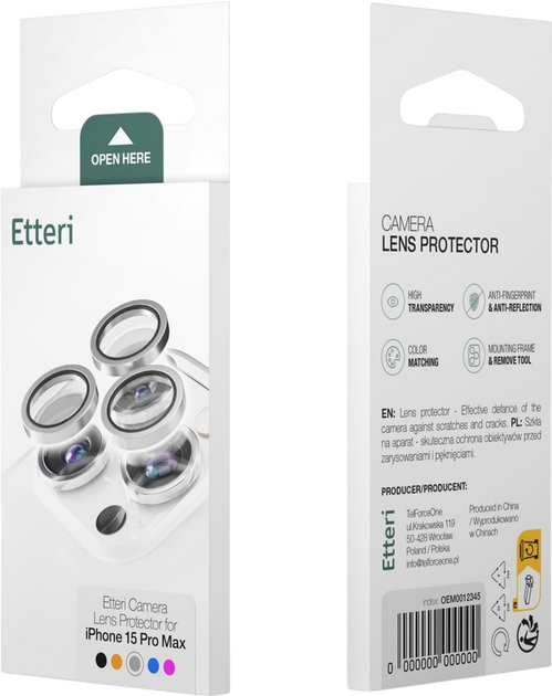 Захисне скло Etteri Camera Lens Protector для Apple iPhone 15 / 15 Plus Light Blue (5907504523866) - зображення 4