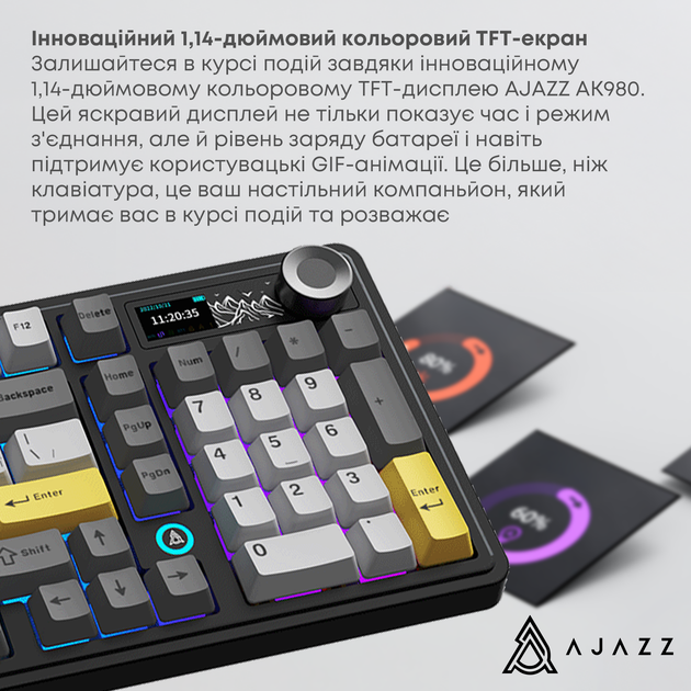 あっきー Клавиатура механическая беспроводная Ajazz AK980 Clear Sky Switch
