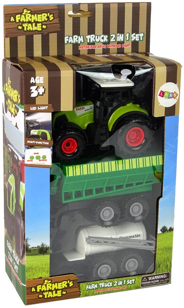 Набір іграшок LEAN Toys Трактор з причепом і цистерною, зі звуком і світлодіодами 15221 (5905515356060) - зображення 1