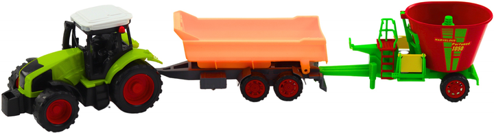 Zestaw zabawek LEAN Toys Traktor rolniczy z przyczepą wywrotką i wozem paszowym 24791 (5905991058410) - obraz 3