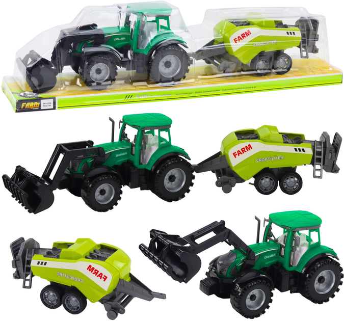 Набір іграшок LEAN Toys Трактор з навантажувачем і сільськогосподарським пресом Зелений 4800 (5905991058502) - зображення 2