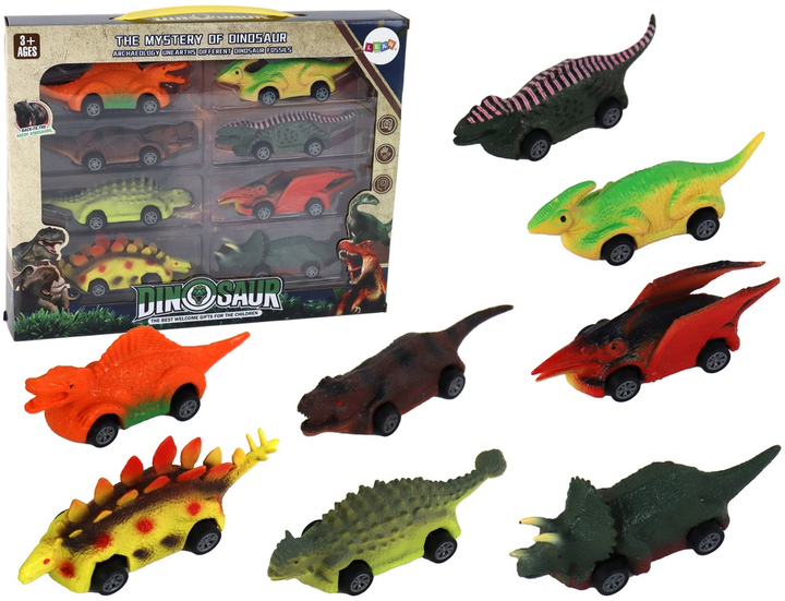 Zestaw resoraków LEAN Toys Dinozaury samochodziki 8 szt 16546 (5905884450550) - obraz 2