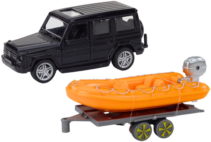 Zabawka LEAN Toys Auto terenowe z przyczepą Czarne + Łódź Pomarańczowa 18869 (5905991019534) - obraz 3