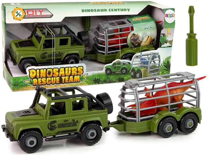 Набір іграшок LEAN Toys Динозавр Позашляховик-транспортер для розбирання DIY з динозавром та аксесуарами Зелений 12956 (5905323211322) - зображення 2