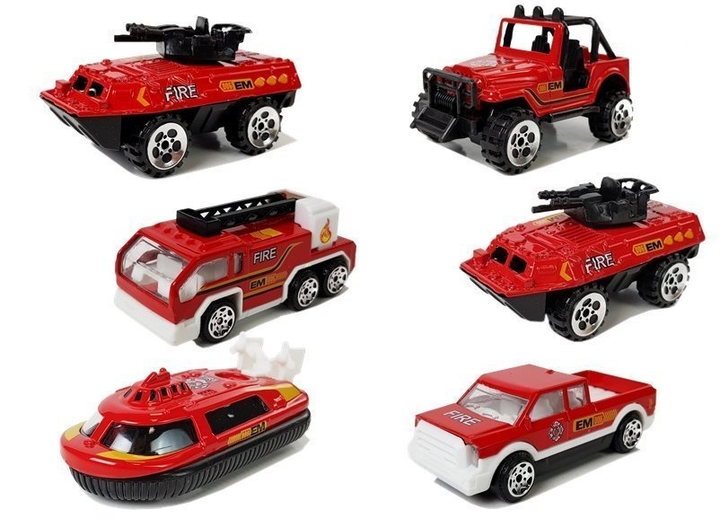 Набір ресорних іграшок LEAN Toys Пожежні автомобілі 1:64 6 шт 7596 (5905323219038) - зображення 3