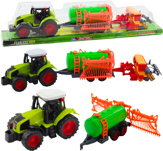 Zestaw zabawek LEAN Toys Traktor rolniczy z cysterną i zgrabiarką 24792 (5905991058427) - obraz 2