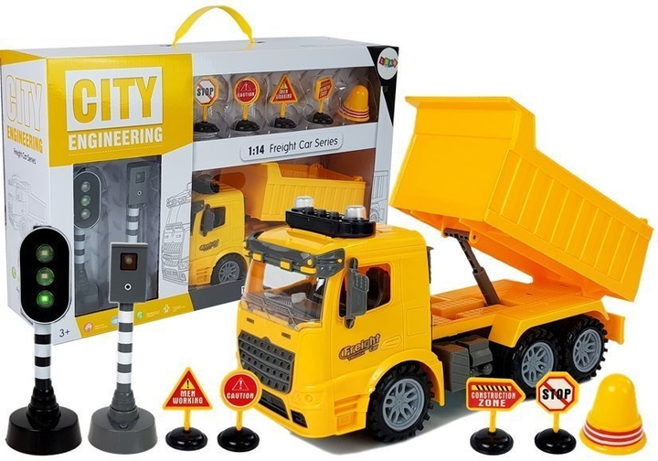 Набір іграшок LEAN Toys Самоскид 1:14 + Дорожні знаки + Фоторадар + Аксесуари 7583 (5905884455685) - зображення 2