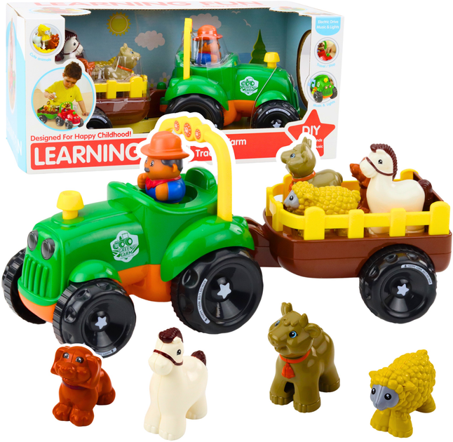 Набір LEAN Toys Трактор з інтерактивним приводом, тваринами та причепом, звуками та світлом 22791 (5905991051404) - зображення 2