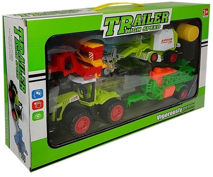 Набір іграшок LEAN Toys Фермерські автомобілі Трактор з обприскувачем та пресом 4201 (5905991032038) - зображення 1