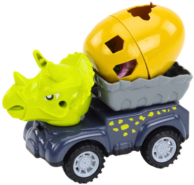 Zestaw autek LEAN Toys Samochód z głową dinozaura i z jajem w przyczepie 4 szt 18972 (5905991014553) - obraz 3