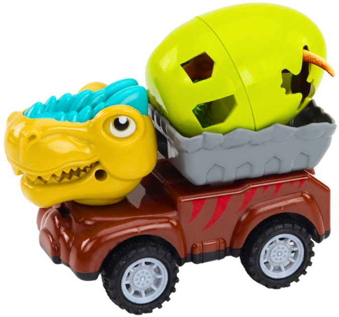 Zestaw autek LEAN Toys Samochód z głową dinozaura i z jajem w przyczepie 4 szt 18972 (5905991014553) - obraz 6
