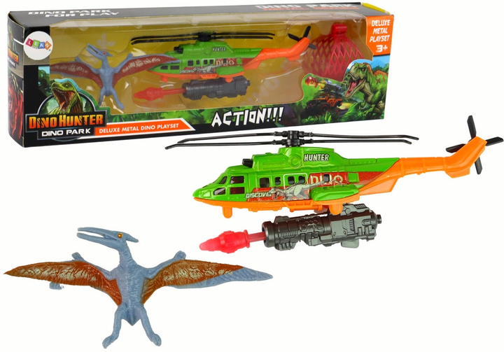 Набір іграшок LEAN Toys Dino Park Транспортний вертоліт з динозавром Зелений 15941 (5905679074879) - зображення 2