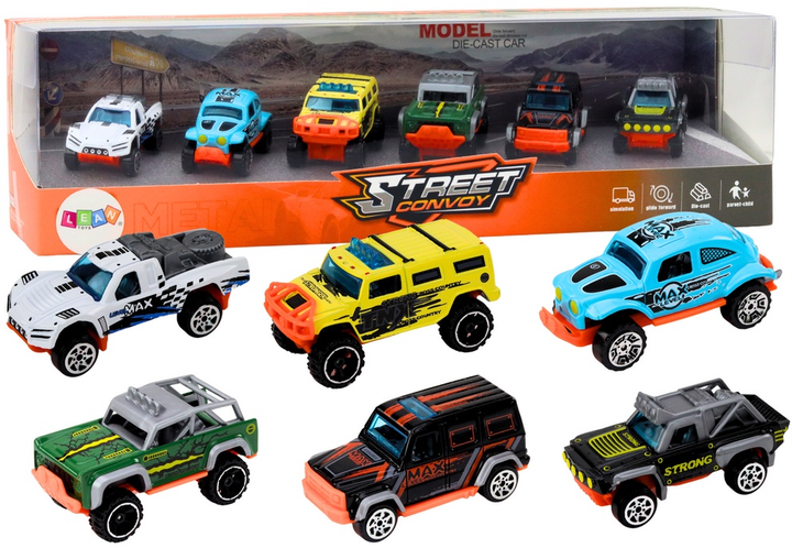 Zestaw zabawek LEAN Toys Autka terenowe metalowe 1:64 6 szt 18833 (5905991019411) - obraz 2