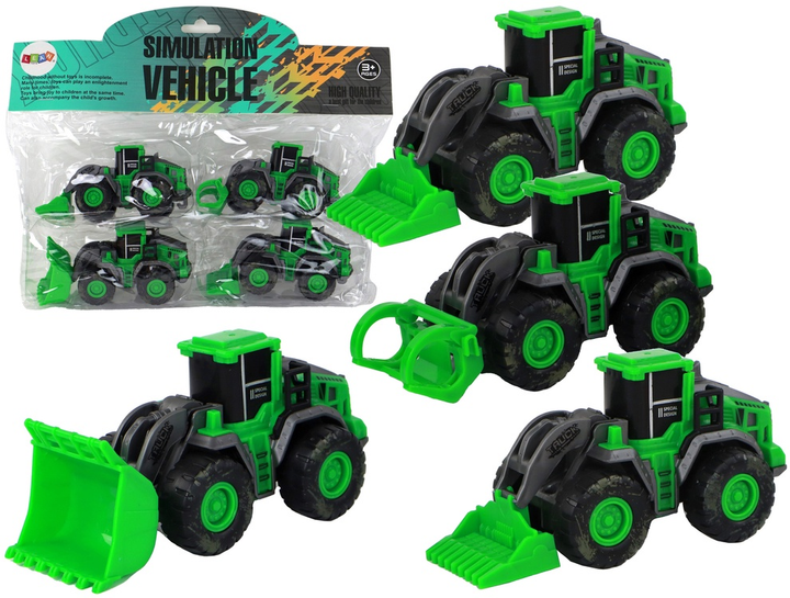 Zestaw LEAN Toys Pojazdy farmerskie Traktory 4 szt Zielone 15412 (5905515357906) - obraz 2