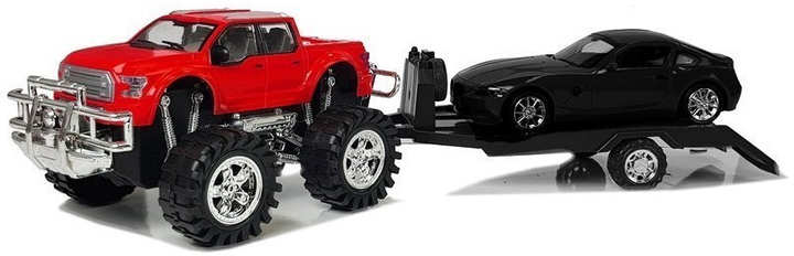 Zestaw zabawek LEAN Toys Monster Truck Czerwony + Laweta + BMW Czarne 9268 (5904204753159) - obraz 7