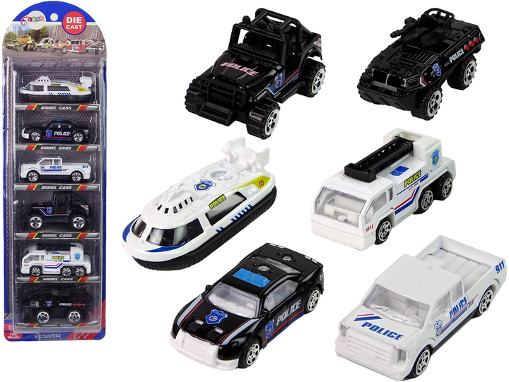 Zestaw resoraków LEAN Toys Pojazdy policyjne 1:64 6 szt 13115 (5905323213173) - obraz 2