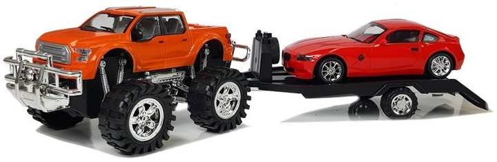 Zestaw zabawek LEAN Toys Monster truck Pomarańczowy + BMW laweta Czerwony 5099 (5907625589482) - obraz 7