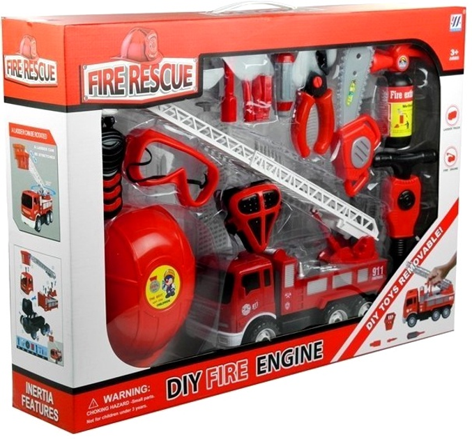 Набір іграшок LEAN Toys Пожежник з машиною та аксесуарами 14 шт. 3589 (5902808156895) - зображення 1