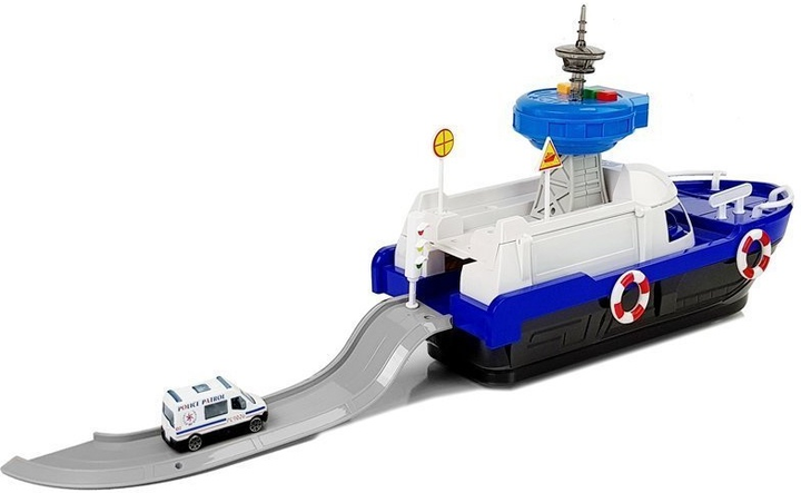 Zestaw LEAN Toys Łódź transportowa policyjna z autkami oraz ze światłami i dźwiękami 7424 (5908275999331) - obraz 4