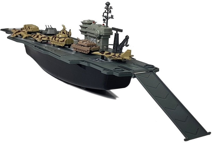 Zestaw LEAN Toys Lotniskowiec wojskowy z łodzią i pojazdami ze światłami i dźwiękiem 86 cm 6948 (5905323219427) - obraz 5