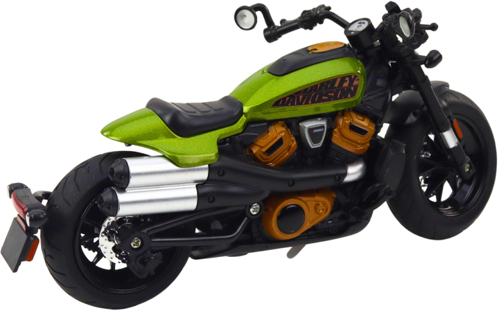 Zabawka LEAN Toys Motocykl chopper metalowy ze światłami i dźwiękami z zielonymi elementami 1:12 Czarny 22616 (5905991049654) - obraz 4