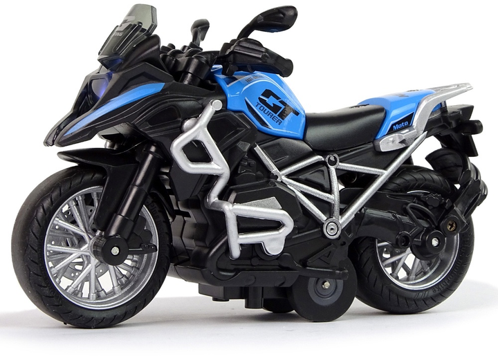 Іграшка LEAN Toys Мотоцикл GT з приводом pull-back світлом і звуком 1:14 Синій 12258 (5905214970345) - зображення 3