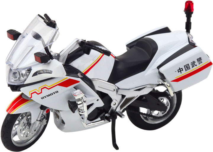 Zabawka LEAN Toys Motocykl metalowy ze światłami i dźwiękami z czerwono-żółtymi liniami 1:12 Biały 22609 (5905991049586) - obraz 3
