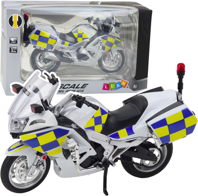 Zabawka LEAN Toys Motocykl policyjny metalowy ze światłami i dźwiękami Biały 1:12 22610 (5905991049593) - obraz 2