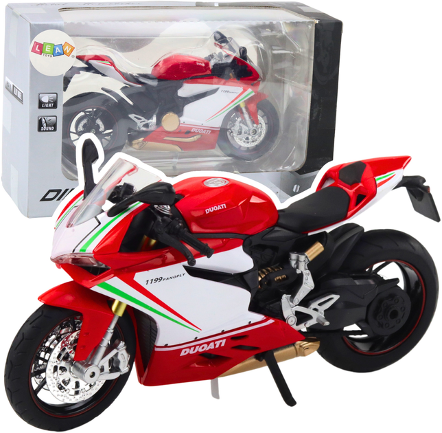 Zabawka LEAN Toys Motocykl sportowy metalowy ze światłami i dźwiękami 1:12 Czerwono-Biały 22621 (5905991049708) - obraz 2