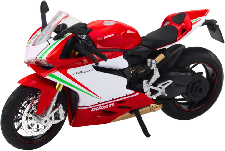 Zabawka LEAN Toys Motocykl sportowy metalowy ze światłami i dźwiękami 1:12 Czerwono-Biały 22621 (5905991049708) - obraz 3