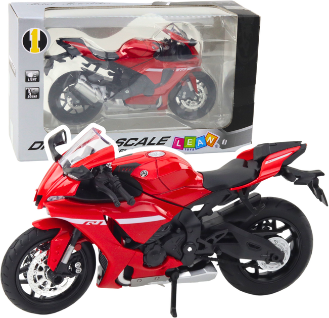 Іграшка LEAN Toys Спортивний мотоцикл R1 металевий зі світлом і звуками 1:12 Червоний 22629 (5905991049784) - зображення 2