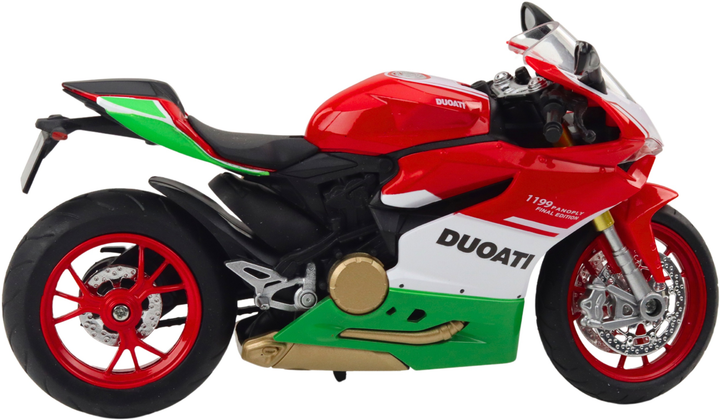 Zabawka LEAN Toys Motocykl sportowy metalowy ze światłami i dźwiękami 1:12 Czerwono-Zielony 22620 (5905991049692) - obraz 4