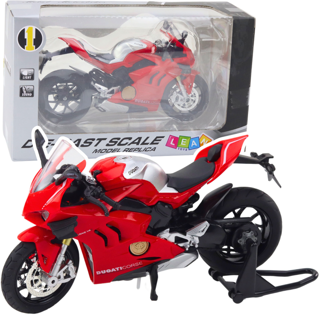 Zabawka LEAN Toys Motocykl sportowy metalowy ze światłami i dźwiękami 1:12 Czerwony 22612 (5905991049616) - obraz 2