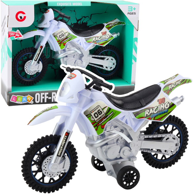 Іграшка LEAN Toys Мотоцикл для кросу з приводом світлом і звуками Білий 24215 (5905991053613) - зображення 2