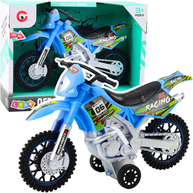 Іграшка LEAN Toys Мотоцикл для кросу з приводом світлом і звуками Синій 24214 (5905991053606) - зображення 2