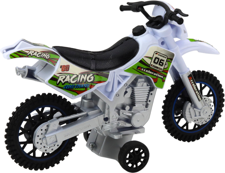 Іграшка LEAN Toys Мотоцикл для кросу з приводом світлом і звуками Білий 24215 (5905991053613) - зображення 3
