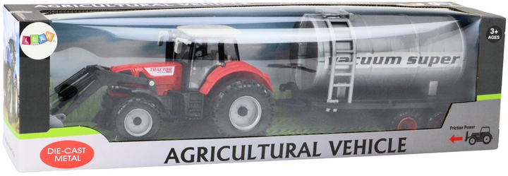 Traktor rolniczy LEAN Toys Koparka z cysterną i z napędem Czerwony 19689 (5905991010647) - obraz 1