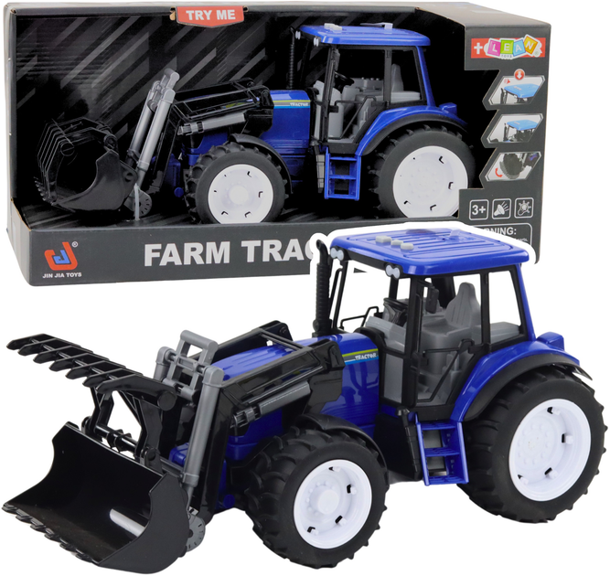 Zabawka LEAN Toys Traktor farmerski z ruchomą łyżką oraz ze światłami i dźwiękami 1:10 Niebieski 24712 (5905991057628) - obraz 2
