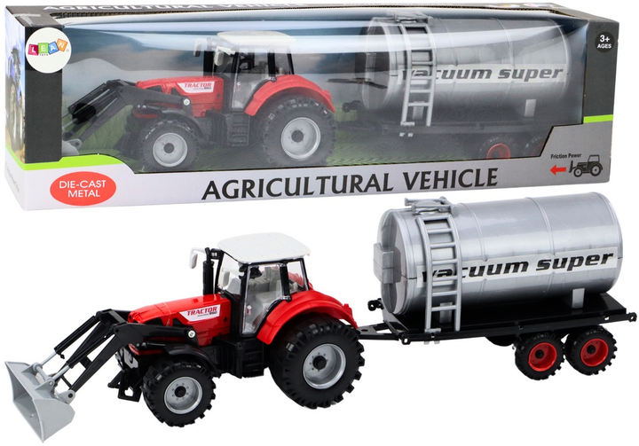 Traktor rolniczy LEAN Toys Koparka z cysterną i z napędem Czerwony 19689 (5905991010647) - obraz 2