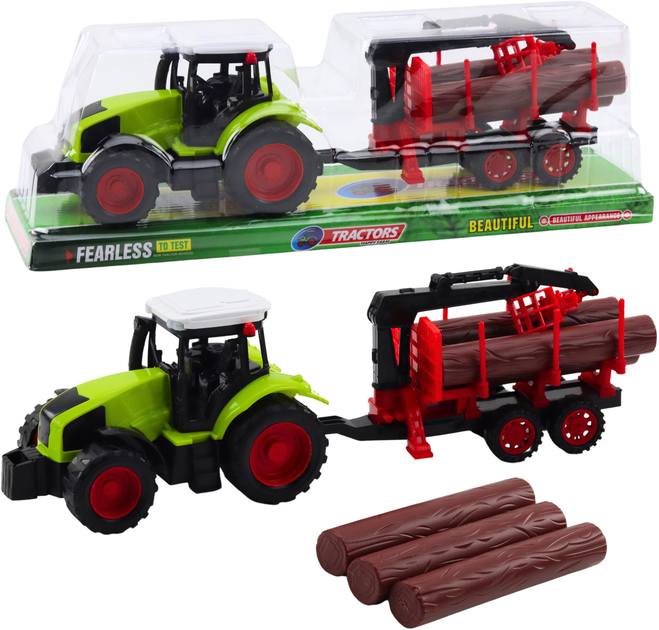 Zabawka LEAN Toys Traktor rolniczy z przyczepą HDS do transportu drewna i bali 24796 (5905991058465) - obraz 2