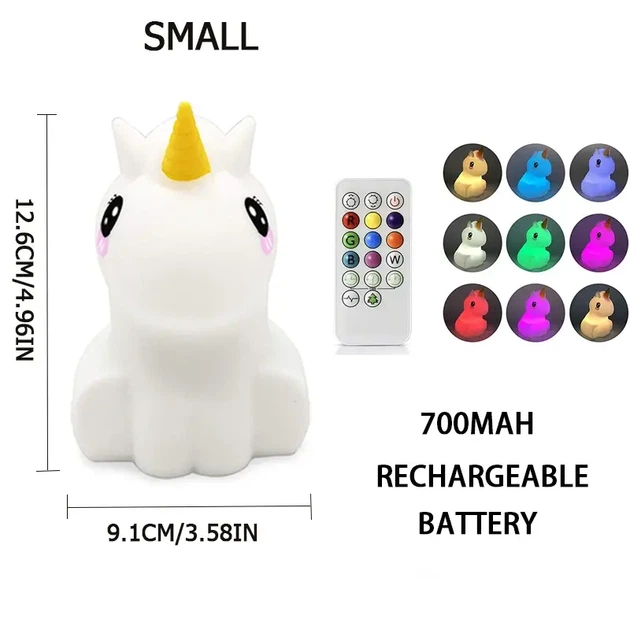 Дитячий силіконовий нічник світильник лампа єдиноріг RGB LOSSO Unicorn - зображення 6