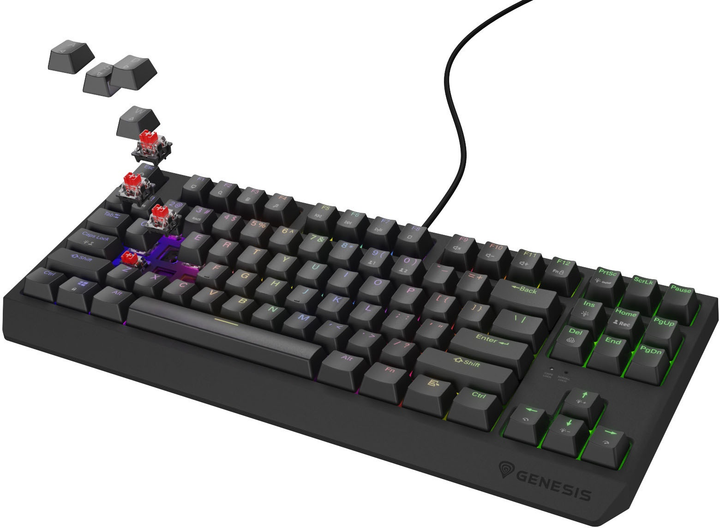 Клавіатура дротова Genesis Thor 230 TKL RGB Outemu Red Black (5901969443271) - зображення 2