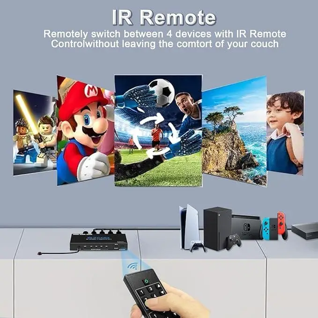 Разветвитель цифрового аудио-видео сигнала HDMI Ezcoo Switch 8K 1х4 Черный - изображение 3